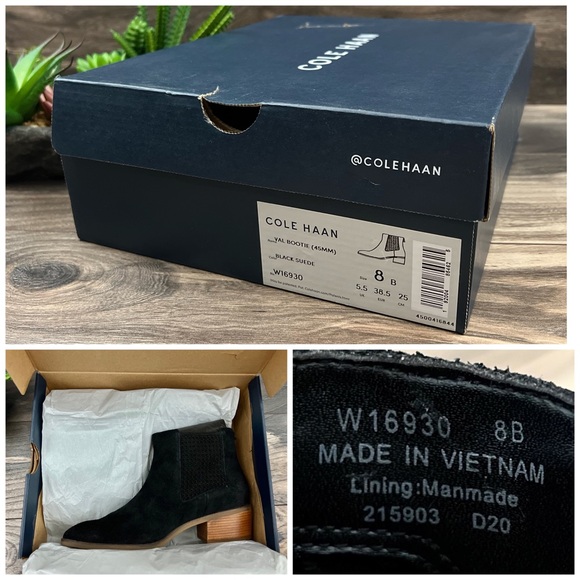NIB Cole Haan Val Bootie Pointed Toe Ankle Boots Black Suede 8B 38.5 - Picture 9 of 11